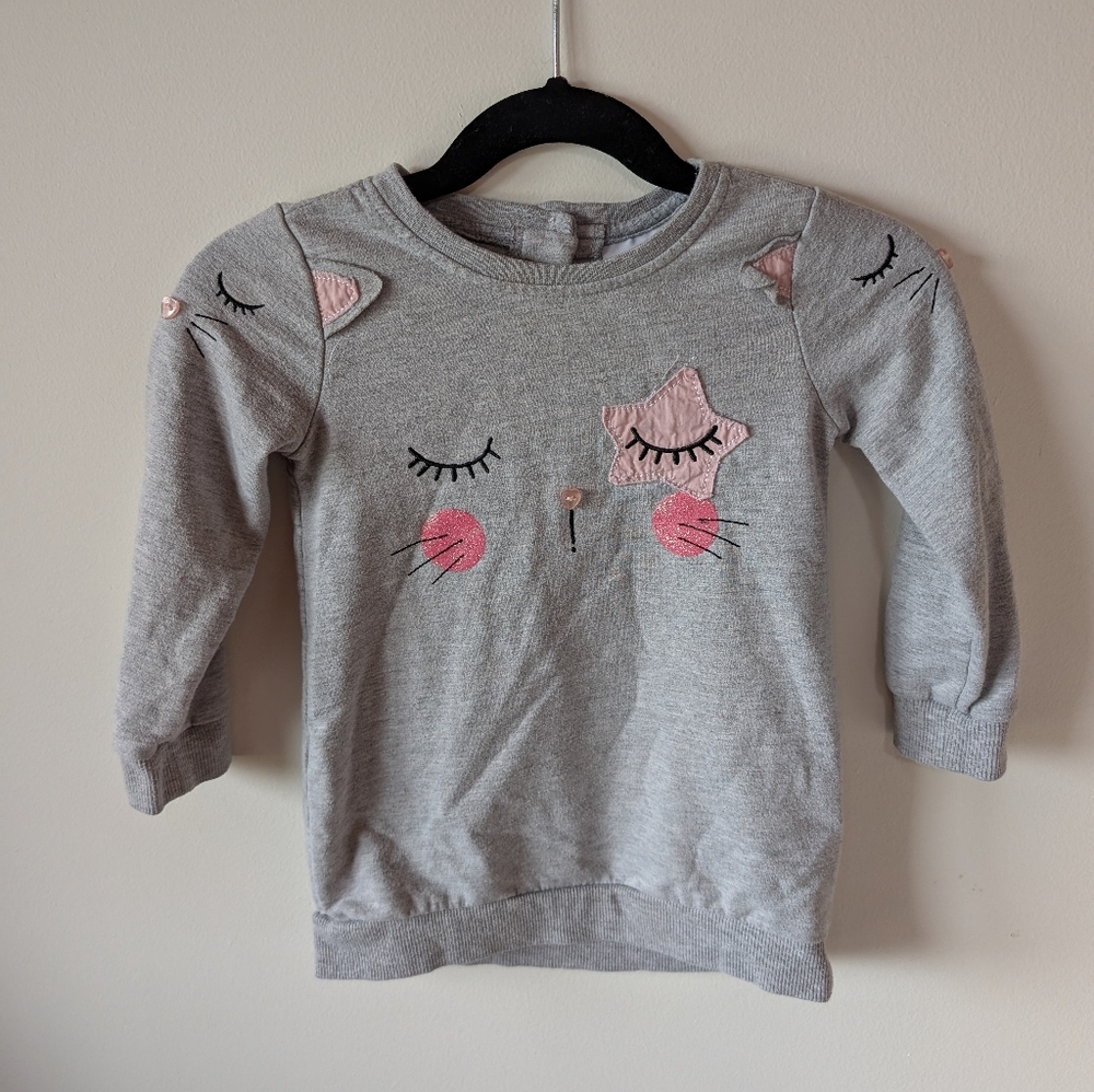Bopster & Mimi Grey Toddler Cat Sweater 18M